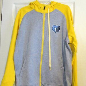ADIDAS TEAM ISSUE Memphis Grizzlies Hooded Full Zip Jacket Gray & Yellow Size L
